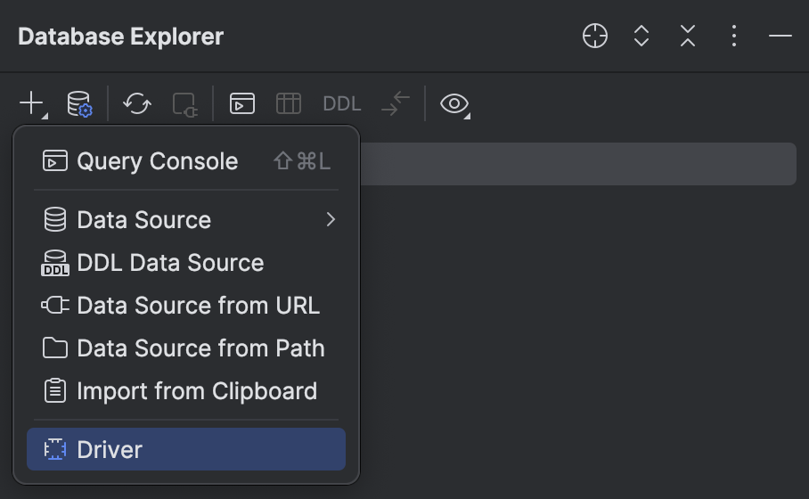 Data Sources and Drivers menu option